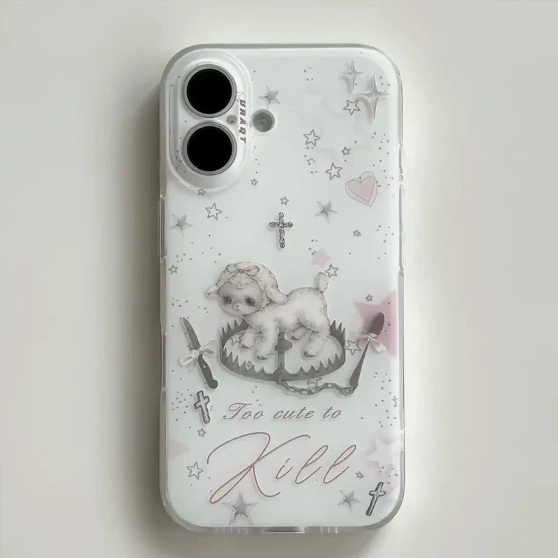 Cute Grey Lamb Phone Case for iPhone