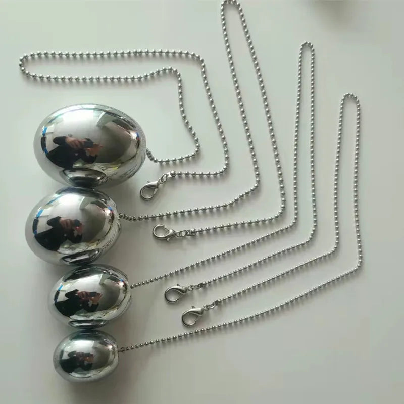 Stainless Steel Anal Plug with Bead Chain