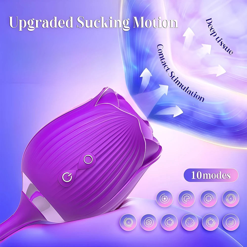 Rose Vibrator Toy for Women Clitoral Sucking Vibrator G-spot Thrusting Dildo Clit Nipple Sucker Vibrater Female Couple Sex Toys