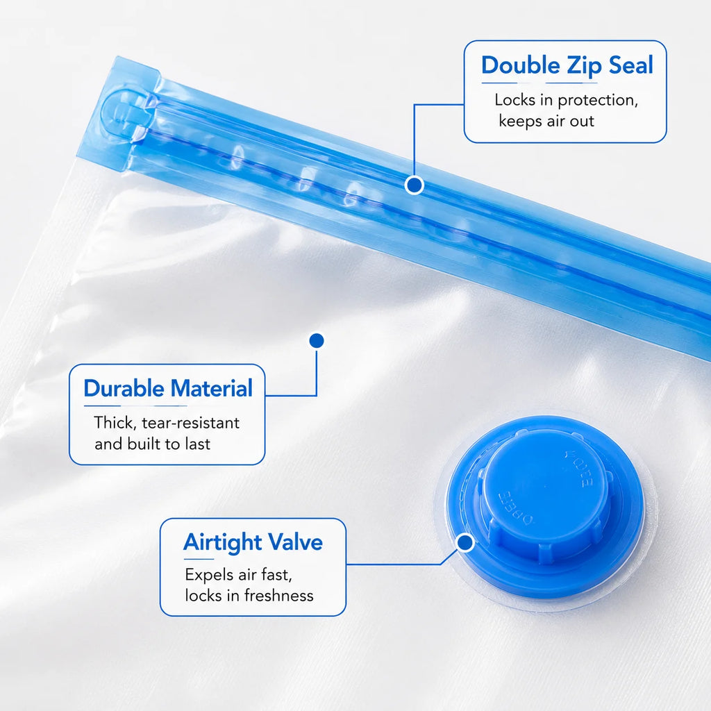 Vacuum Storage Bags for Clothes Space Saver Compression Bags Mixed Size Travel Organizer with Optional Electric Pump