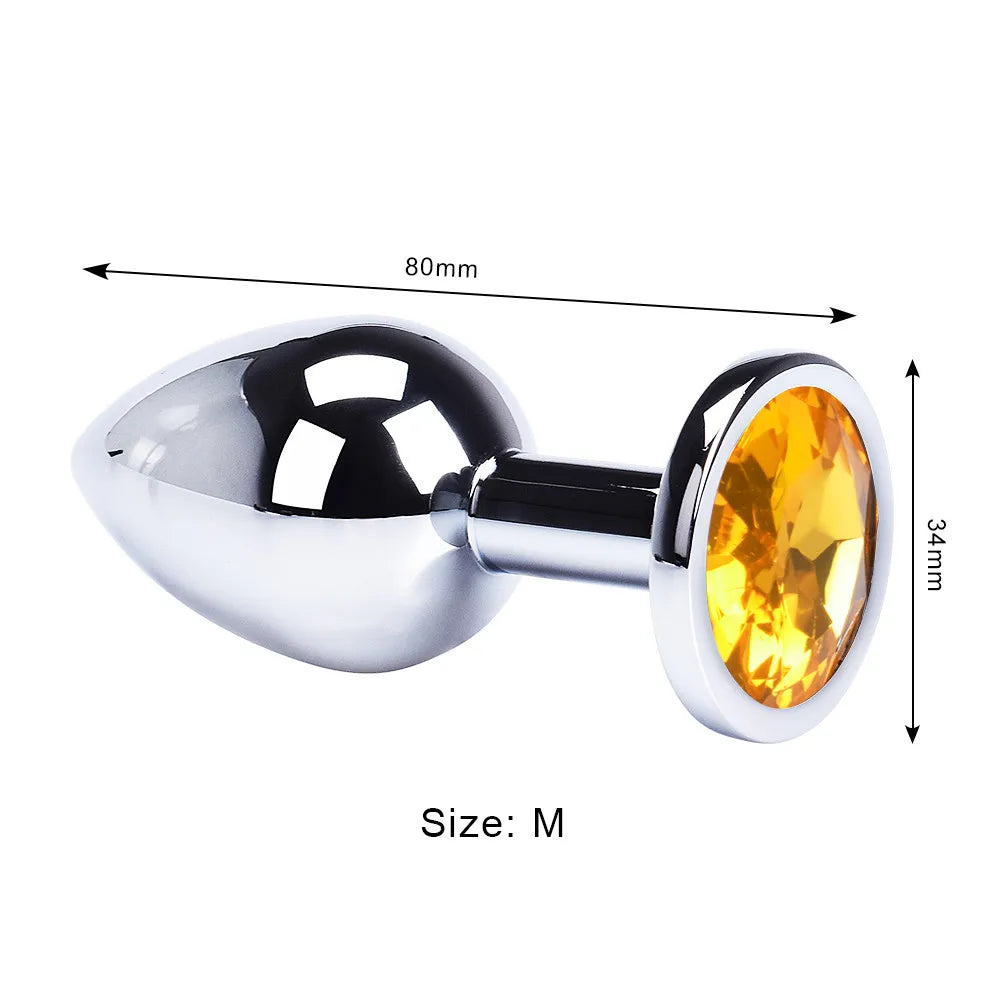 Colored Crystal Stainless Steel Anal Plug – 3 Sizes