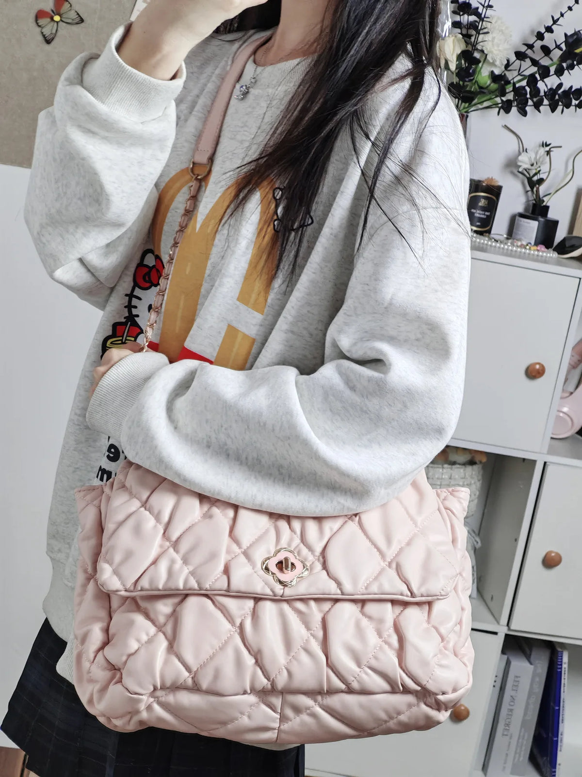 JIAERDI Pink Y2K Shoulder Bag