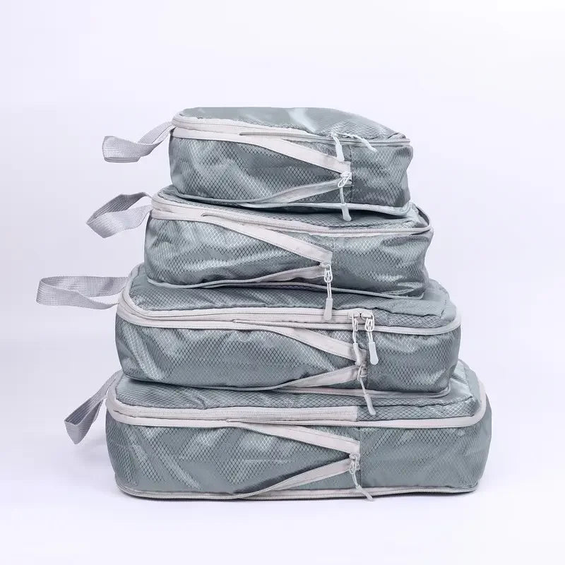 Compression Packing Cube Set with Zippered Storage Bags