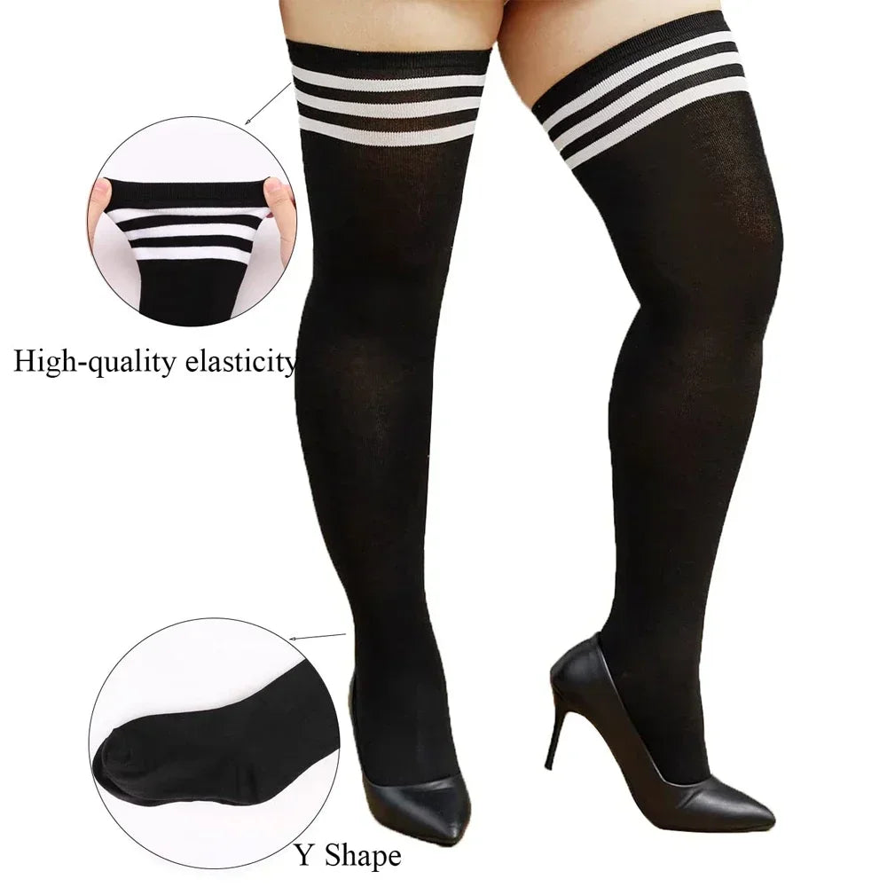 1 Pair Plus Size Thigh High Socks for Thick Thighs Women - Thigh Highs Widened Extra Long Thick Knit Socks