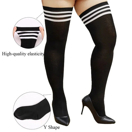 1 Pair Plus Size Thigh High Socks for Thick Thighs Women - Thigh Highs Widened Extra Long Thick Knit Socks