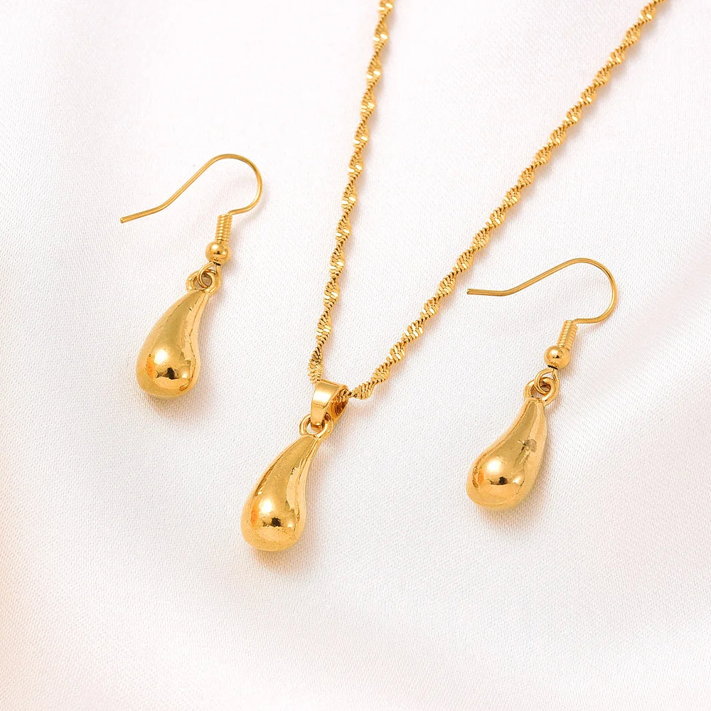 Women's Gold-Color Necklace & Earring Set