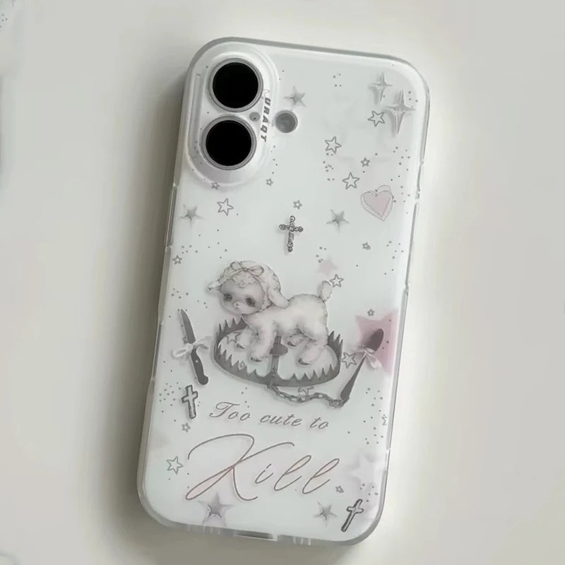 Cute Grey Lamb Phone Case for iPhone