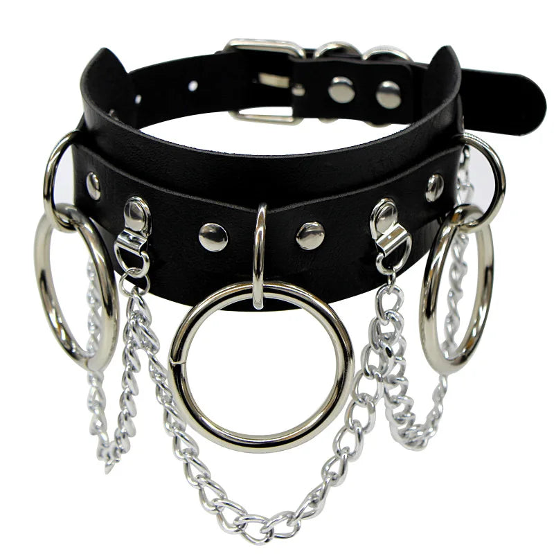 Choker Collar Necklace Woman Black Punk Sexy PU Leather Heart Lock Key Spike Chocker Gothic Cosplay Accessories Party Jewelry
