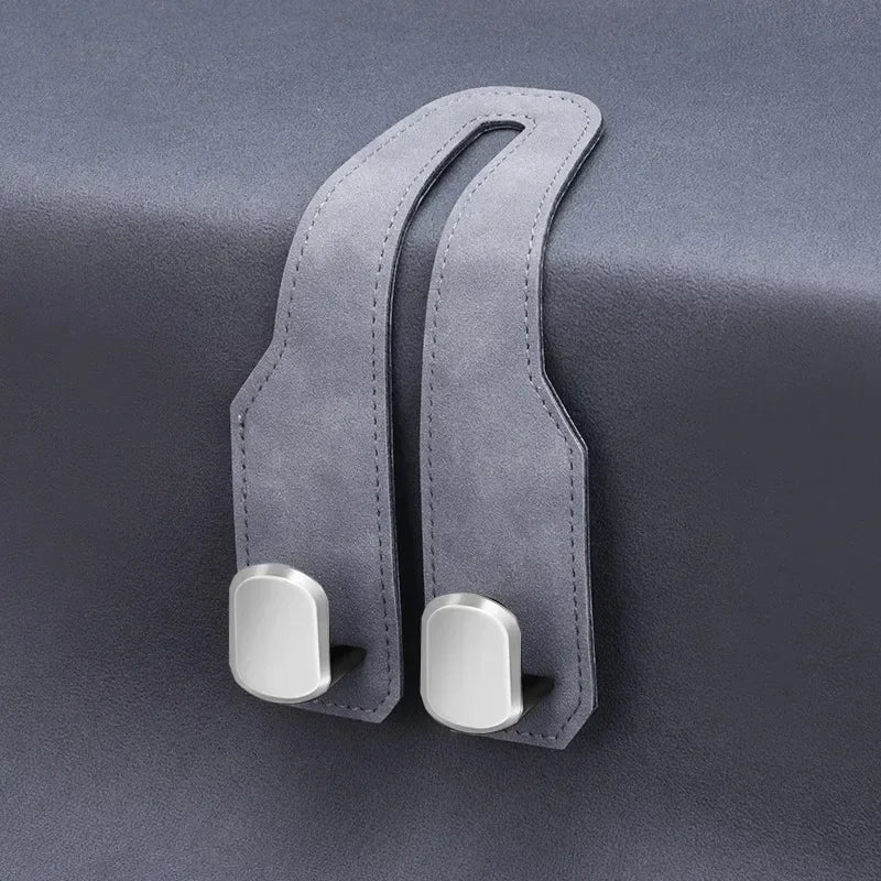 Suede & Metal Car Headrest Storage Hook