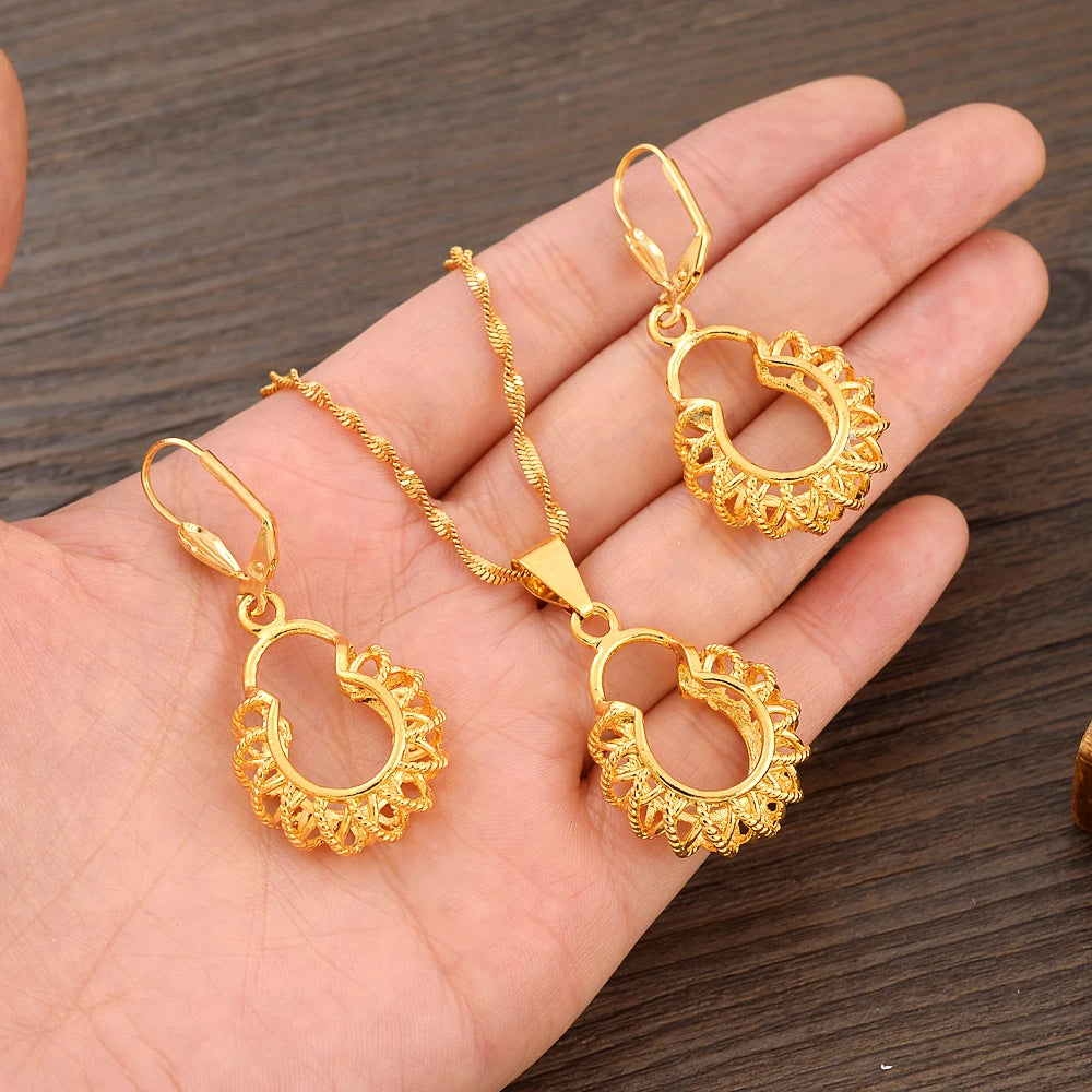 Women's Gold-Color Necklace & Earring Set
