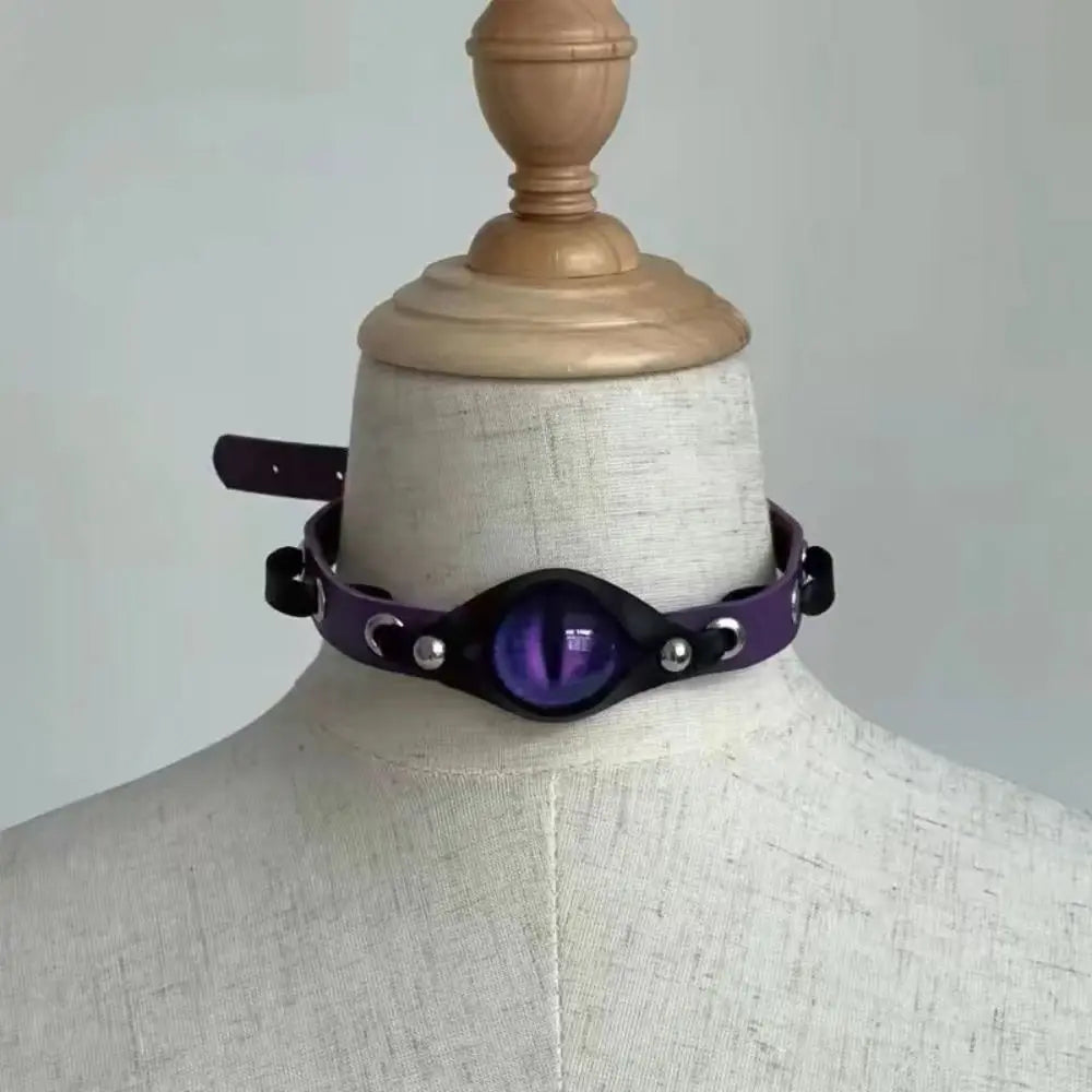 Fashion Evil Eyes Leather Choker Punk Aesthetic Harajuku Women Jewelry Grunge Rock Goth Necklace