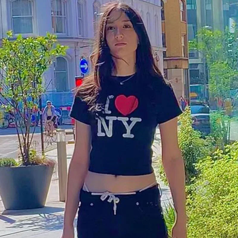“I Love NY” Graphic Y2K Baby Tee
