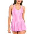 Women Dress Glossy Stretchy Sleeveless Pink Tank Dresses Solid Athletic Tennis Dress Black Swimwear Beachr Nightgown Pajamas