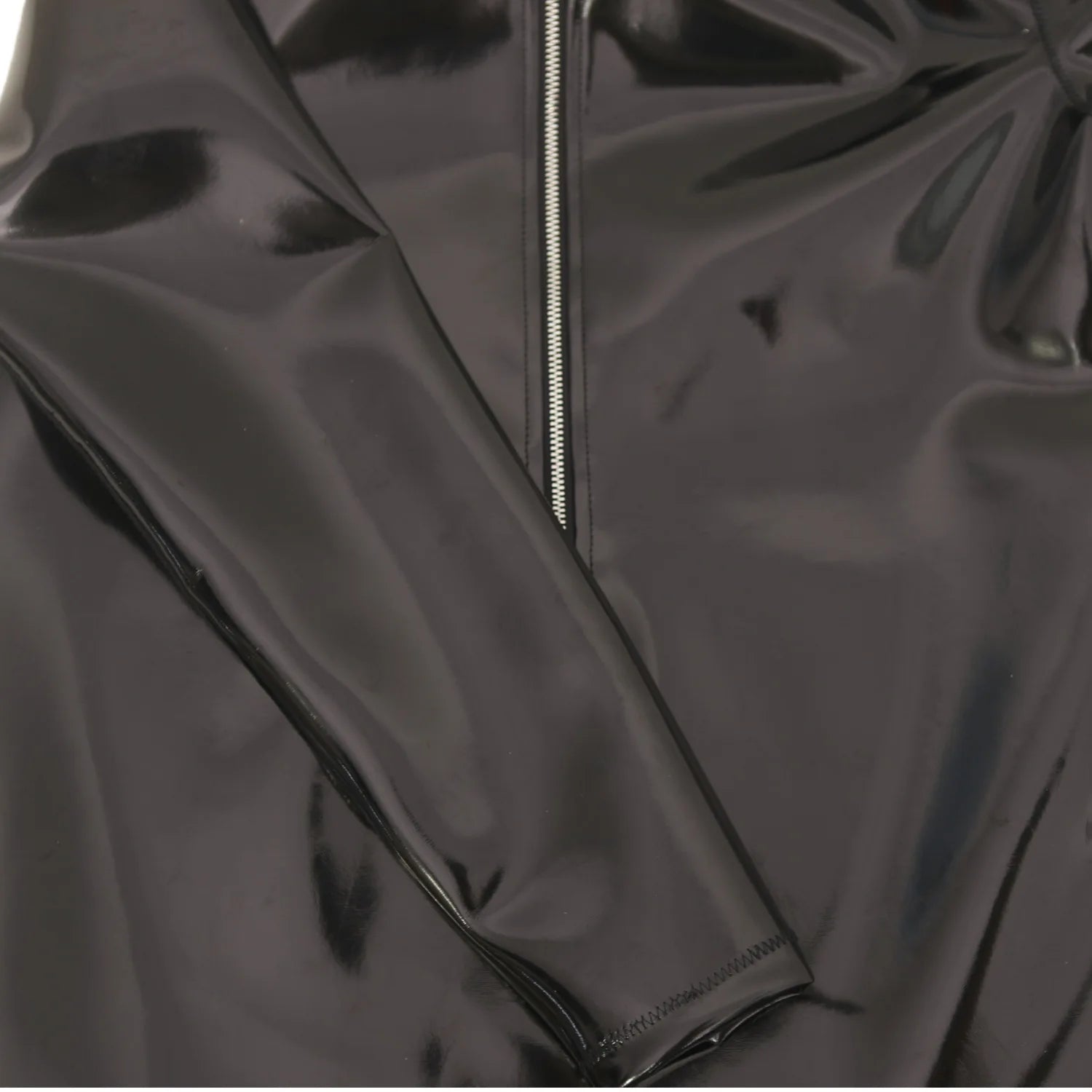 Sexy Men High Neck Long Sleeve T-shirt PU Double Side Top PVC Glossy Shiny Fashion Stage Wear Elastic Slim Tights Dance Wear