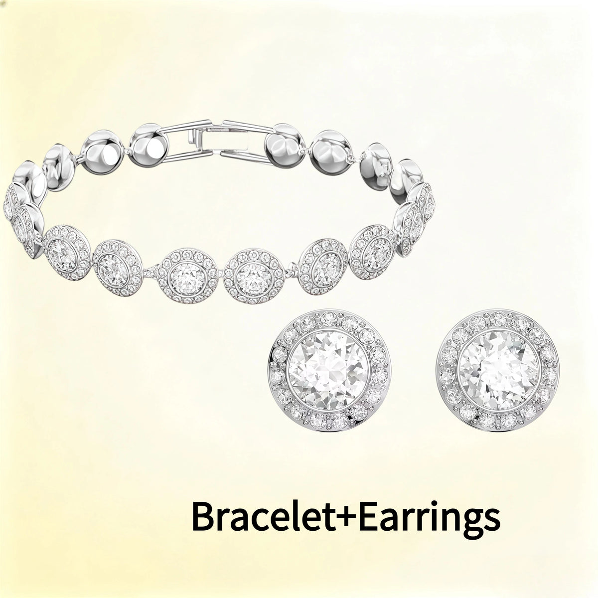 Women's Round Necklace, Earrings & Bracelet Set