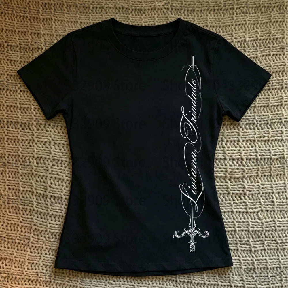 Kitty Graphic Gothic Y2K Crop Top