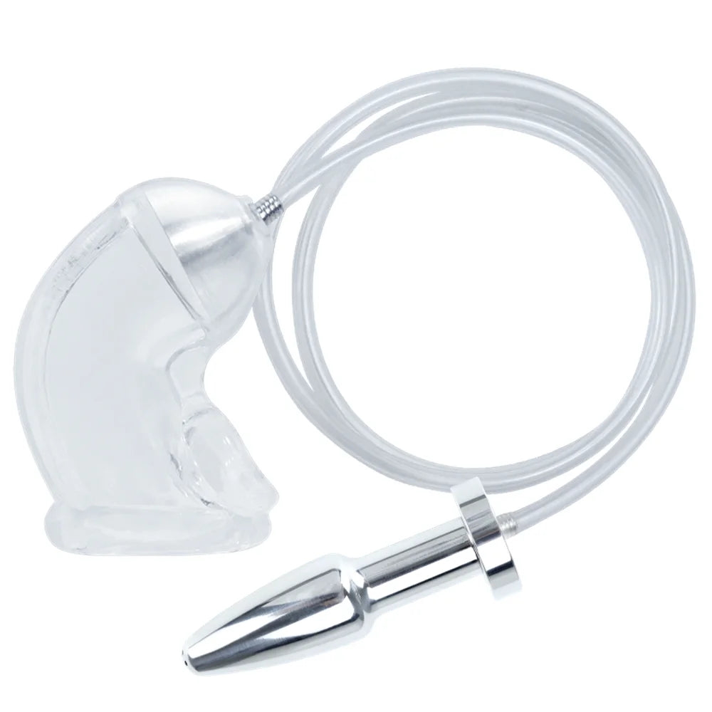 Metal Anal Plug, Penis Sleeve & Chastity Cage Set