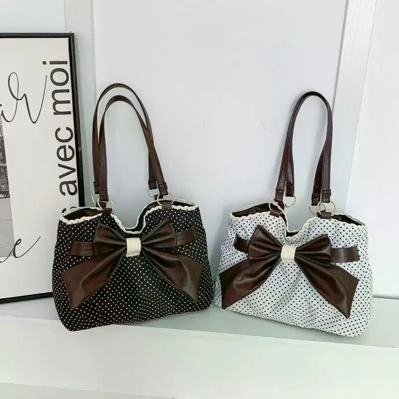 Vintage Polka Dot Bow Shoulder Bag