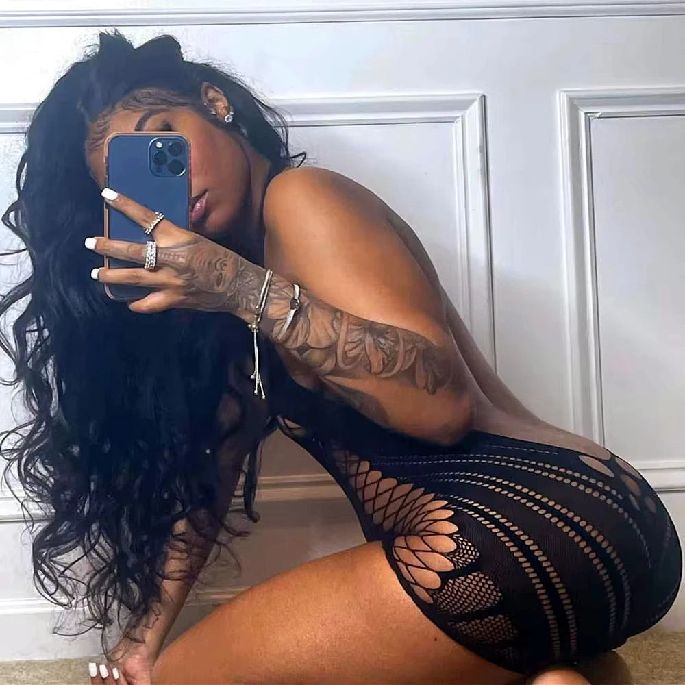 Women's Fishnet Backless Mini Dress