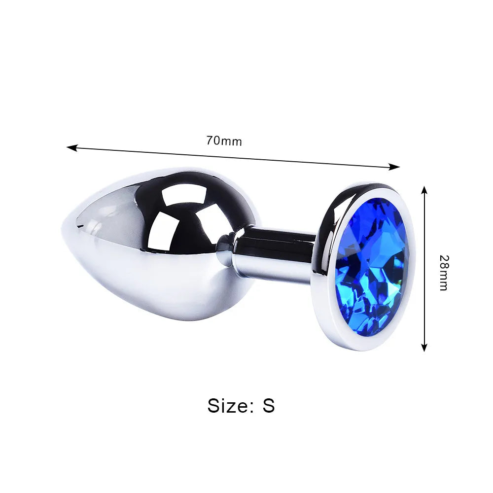 Colored Crystal Stainless Steel Anal Plug – 3 Sizes