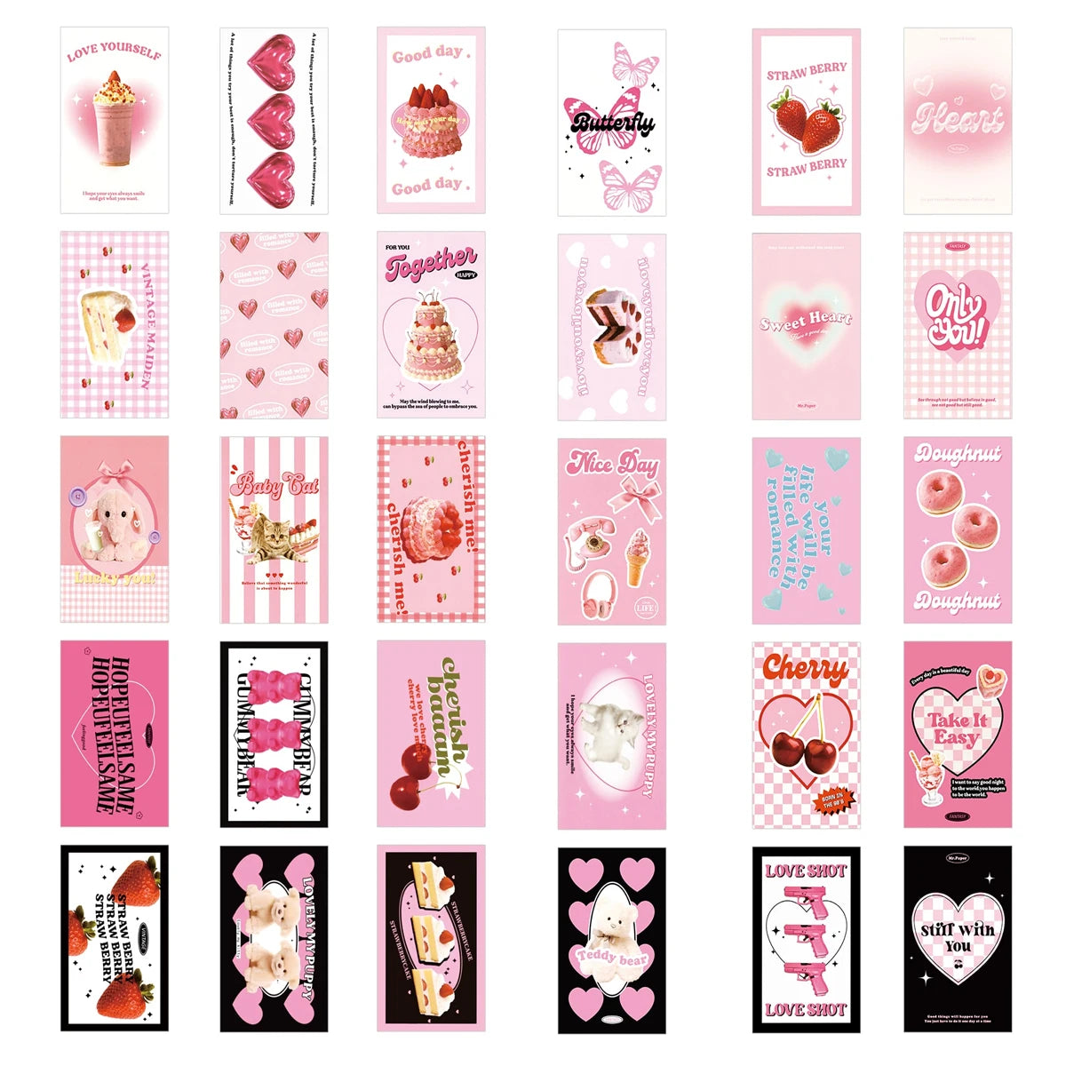 30-Piece Pink Aesthetic Wall Collage Kit