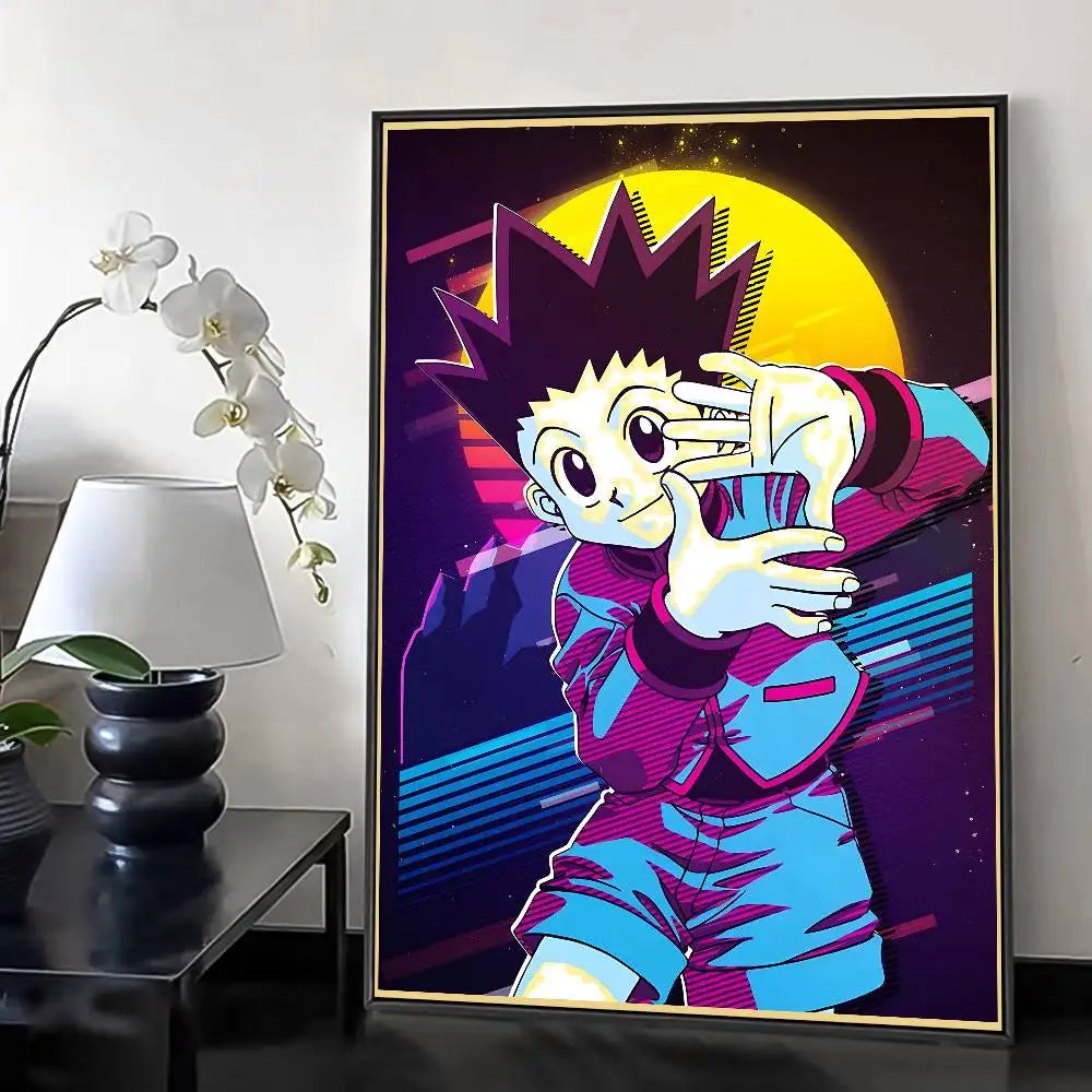 H-HunterXHunter Retro Poster HD Art Sticky Wall Waterproof Home Living Room Bedroom Bar Aesthetic Decoration