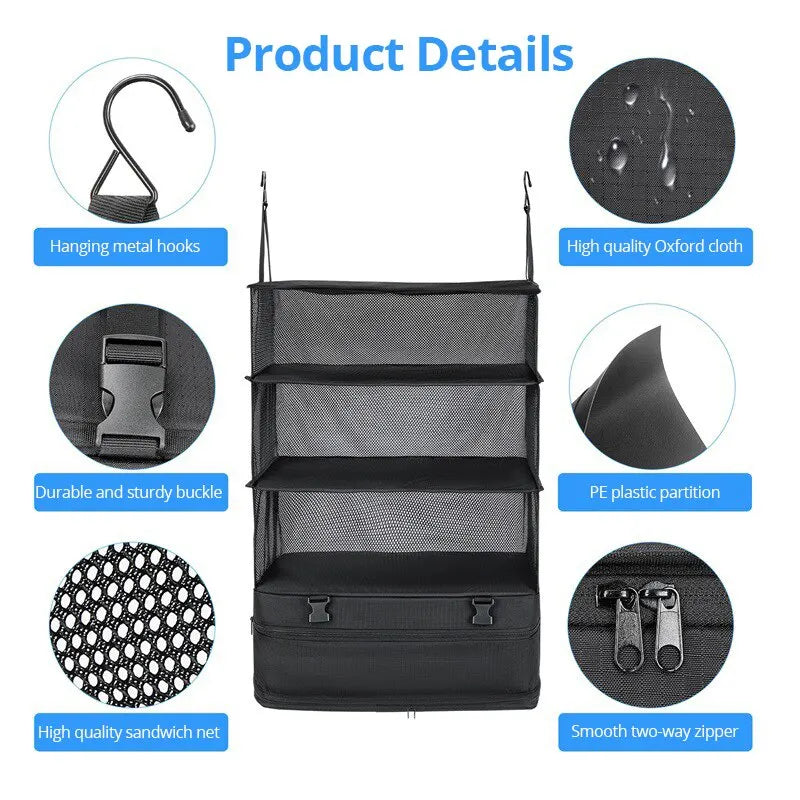 Hanging Travel Packing Organizer with Laundry Compartment