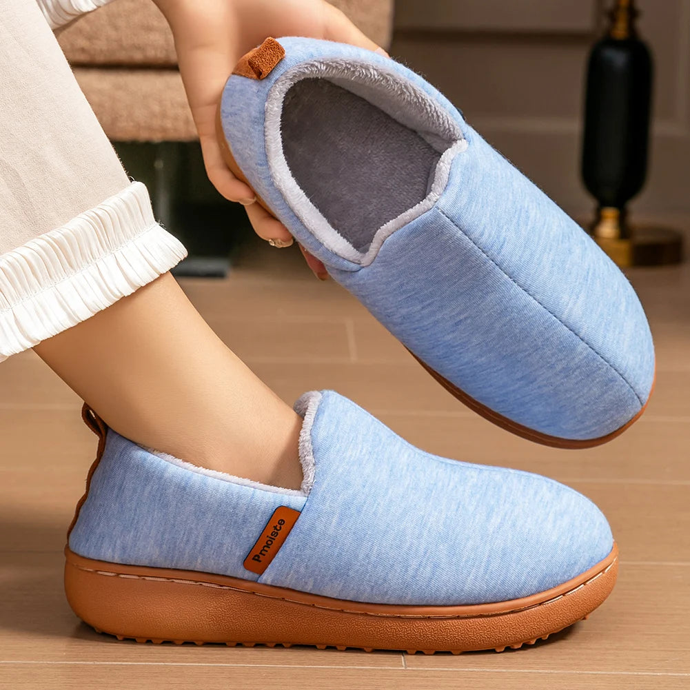 Women's Platform Slippers with TPR Sole Warm Memory Foam Wedge Cushion Non Slip House Shoes for Indoor Comfort