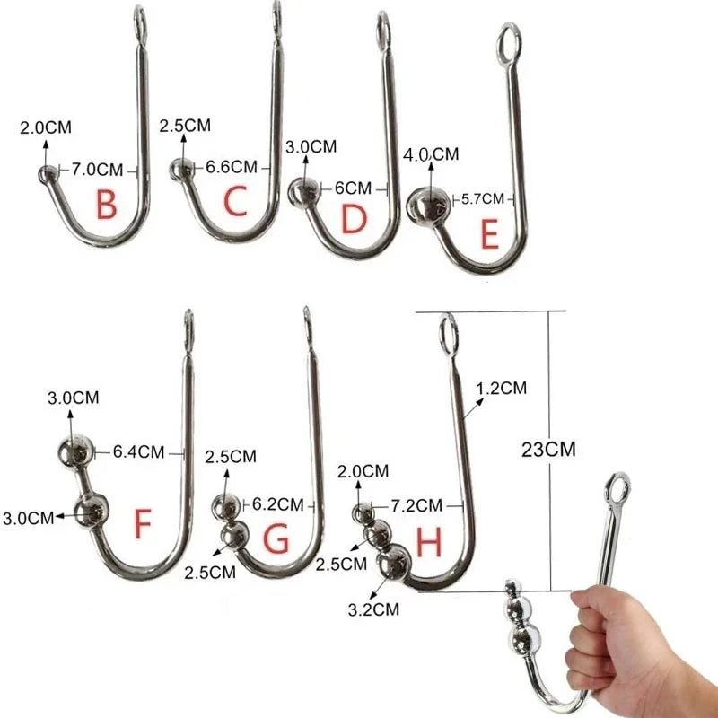 Stainless Steel Anal Hook with Ball Plug