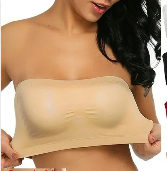 Ecoparty Women Seamless Strapless High Elastic Wrapped Invisible Strapless Chest Wraps Tube Tops