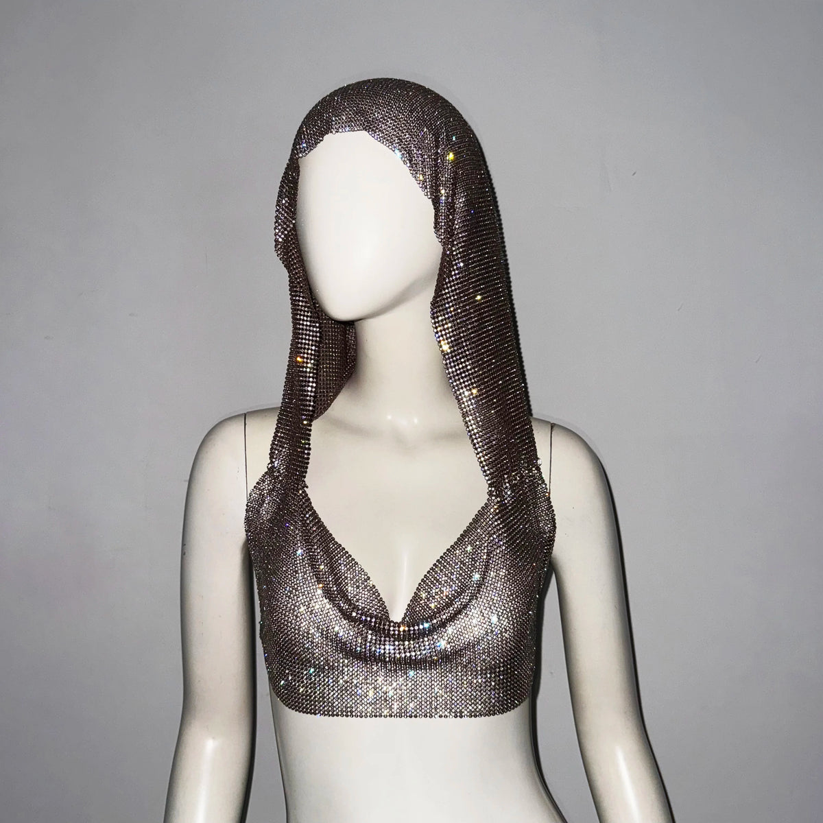Women's Rhinestone Fishnet Crop Tank Top