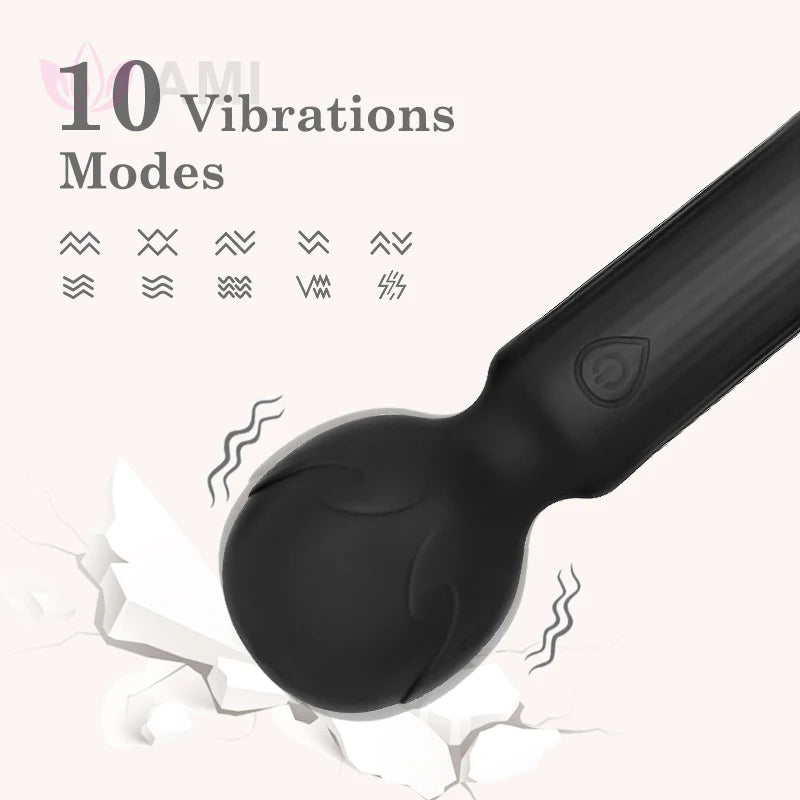 USB-Rechargeable Waterproof 10-Speed Wand Massager