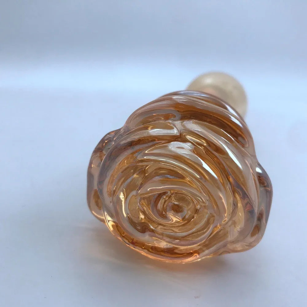 Pink Rose Glass Bullet Anal Plug