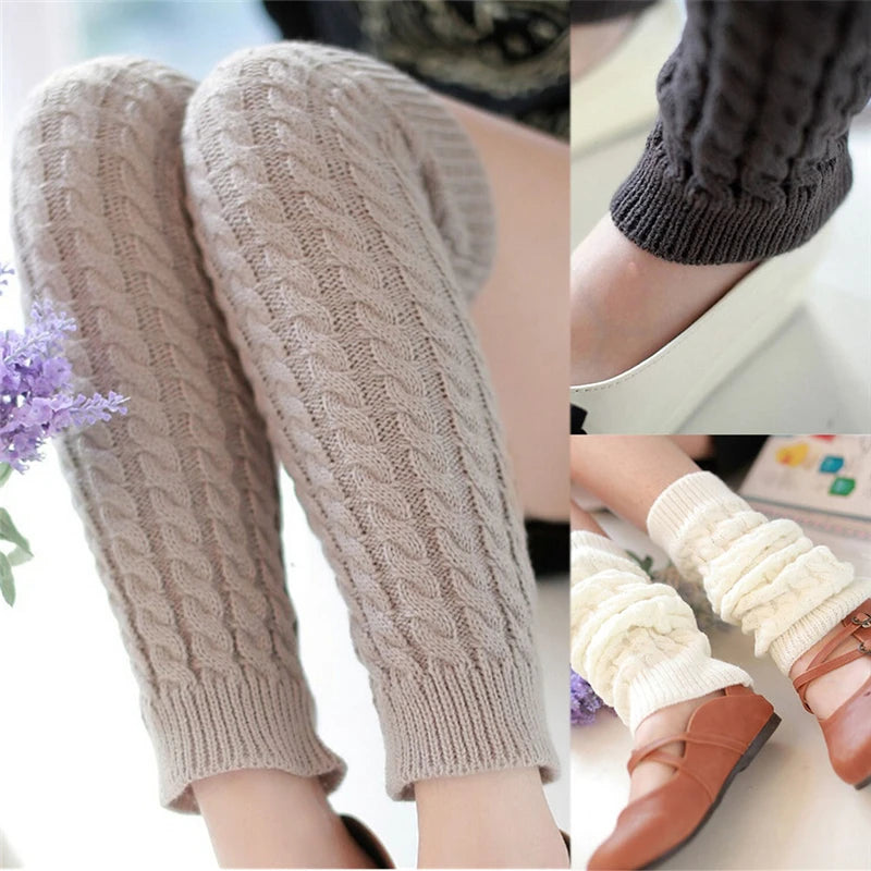 Women's Black Thigh High Fashion Gaiters Warm Knit Boot Cuffs Knee High socks Leg Warmers Christmas Gift Ideas