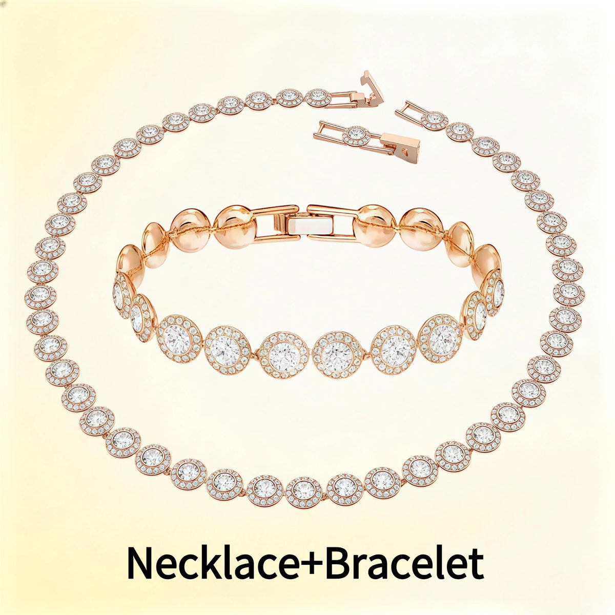Women's Round Necklace, Earrings & Bracelet Set