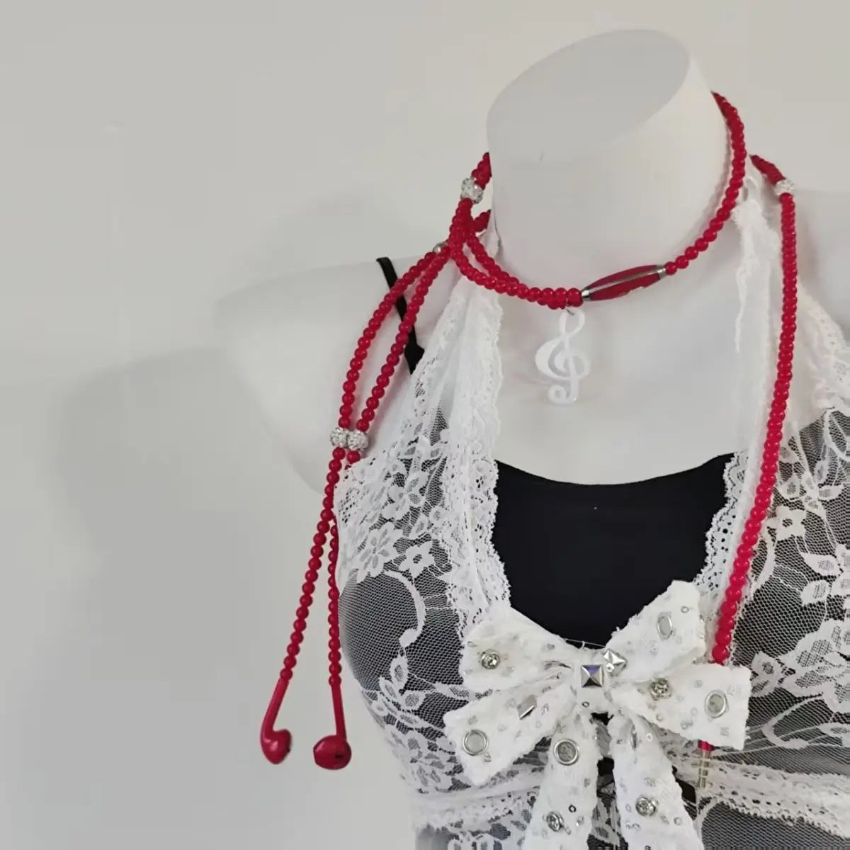 Kawaii Music Note Bead Necklace with Earphone Charm