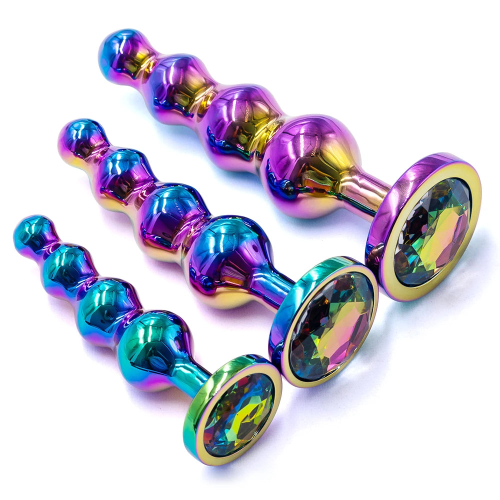 Iridescent 4-Bead Metal Anal Plug