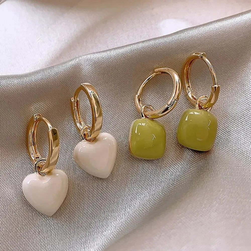 Heart & Square Geometric Drop Earrings