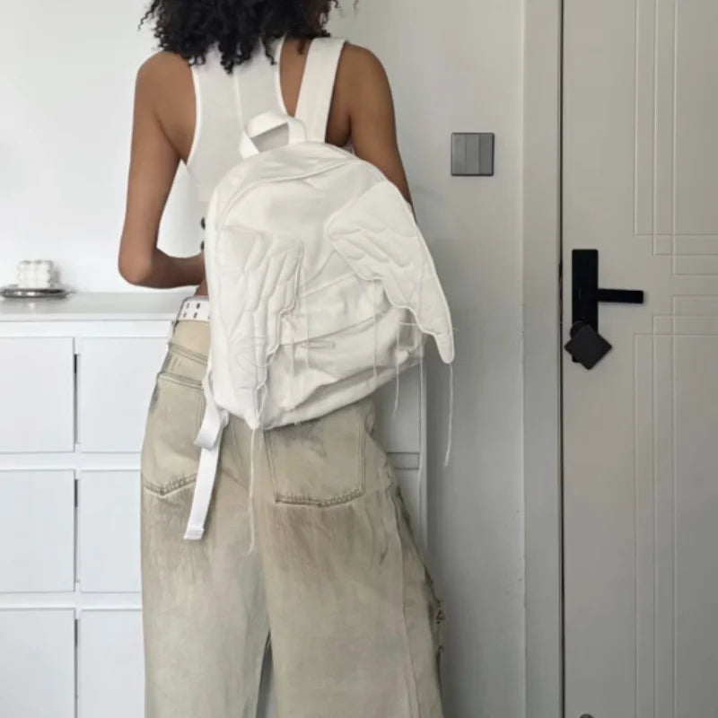 Y2K Angel Wing Canvas Backpack