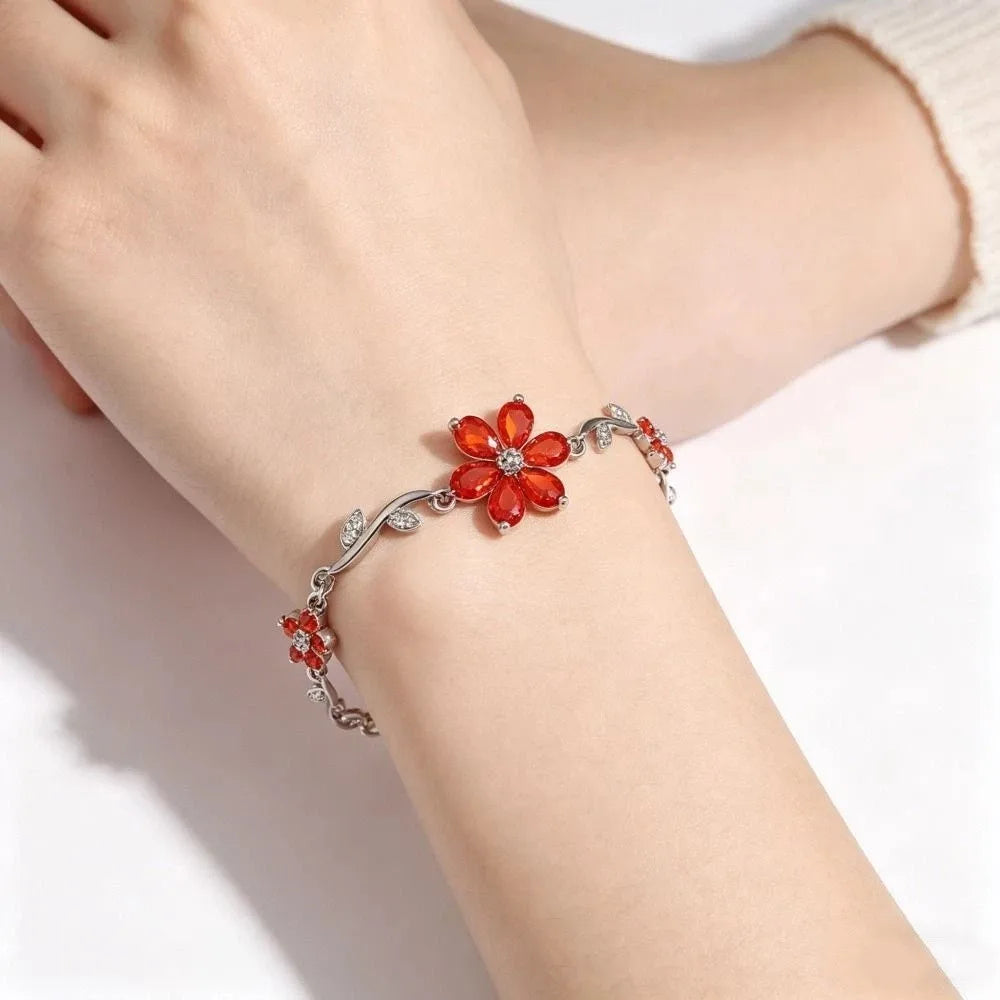 Multicolor Crystal Flower Chain Bracelet