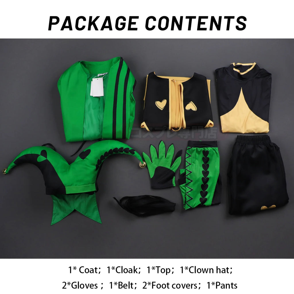HOLOUN Harlequin Anime The Freak Circus Cosplay Costume Convention Halloween Christmas Coat Top Pants Clown Hat Gloves