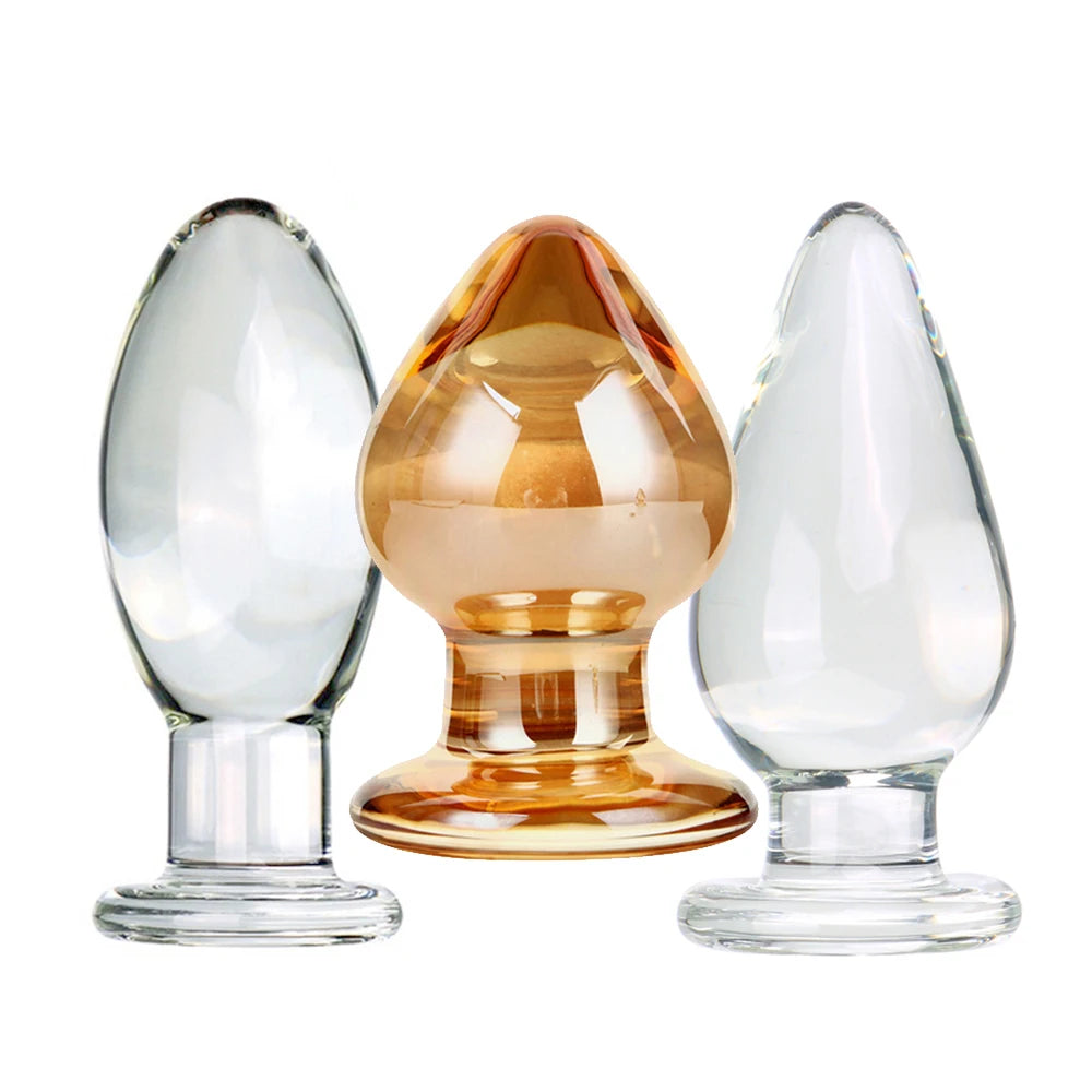 Large Golden Crystal Glass Anal Plug