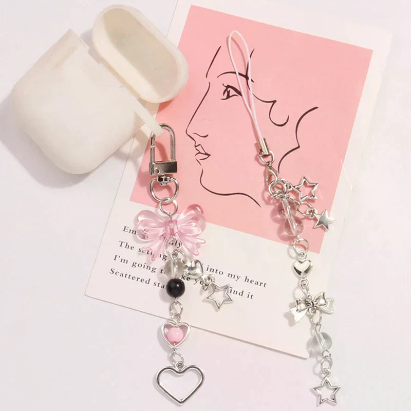 Goth Y2K Bow, Heart & Star Phone Charm