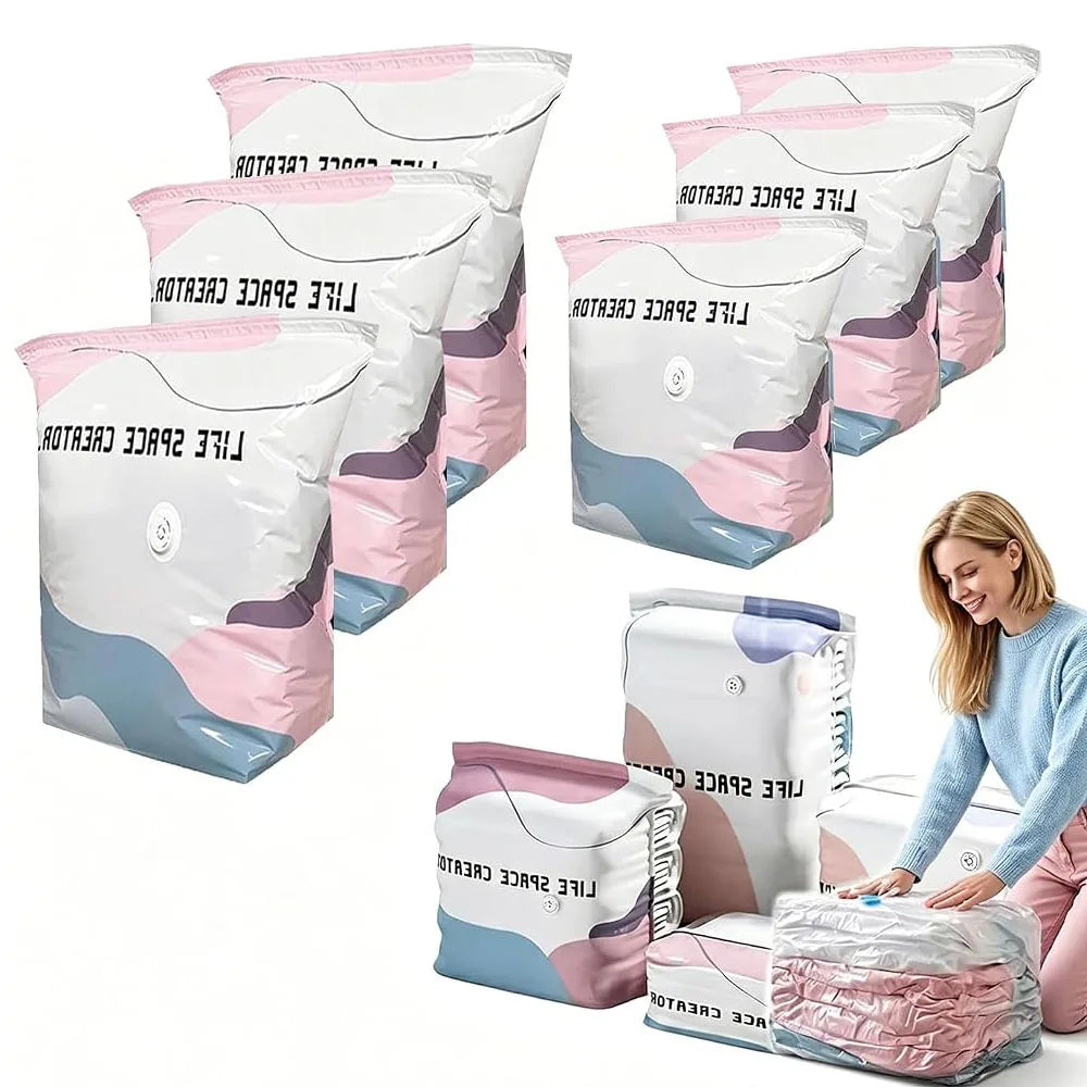 3D Vacuum Storage Bag Set – 3 Medium + 3 Large
