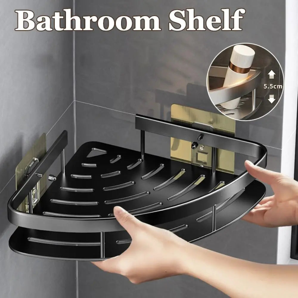 Aluminum No-Drill Corner Shower Shelf