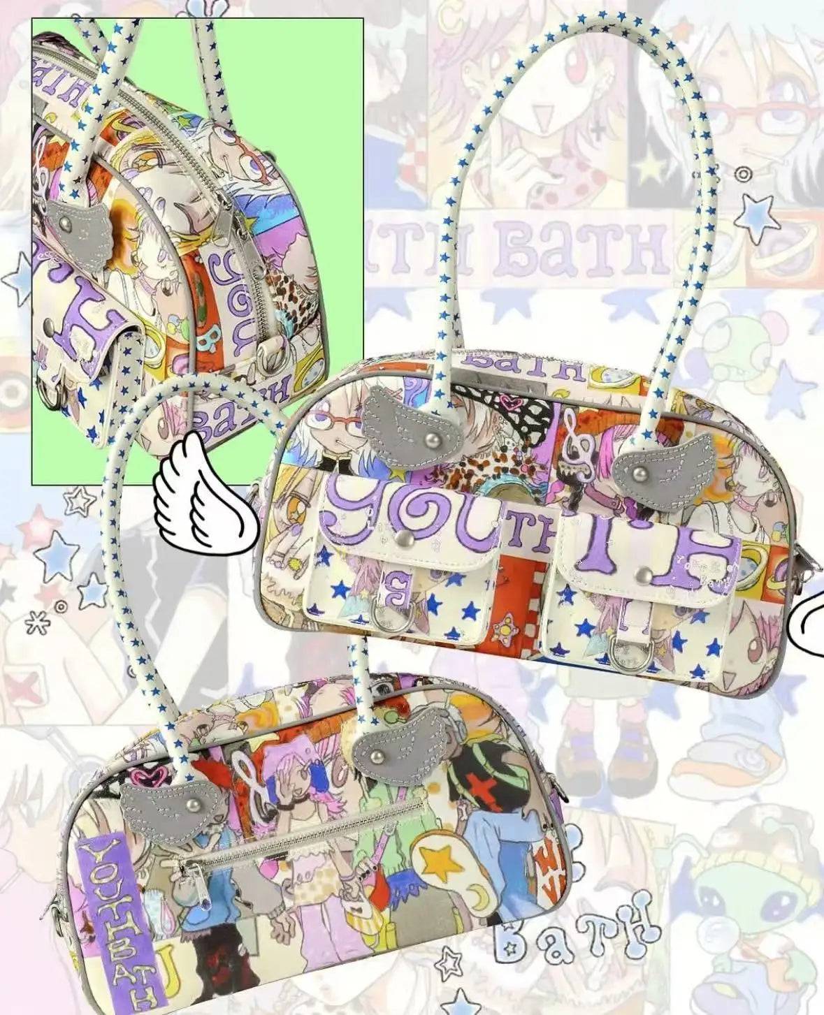 Kawaii Y2K Graffiti Boston Bag