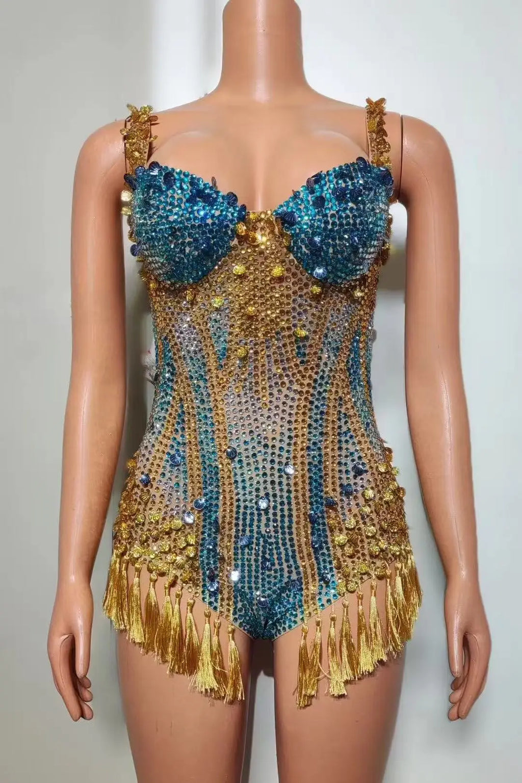High Street Sexy Sequins Rhinestone Performance Women Outfit Luxury Dancer Singer Stage Costume Fashion Celebrity Bodysuit
