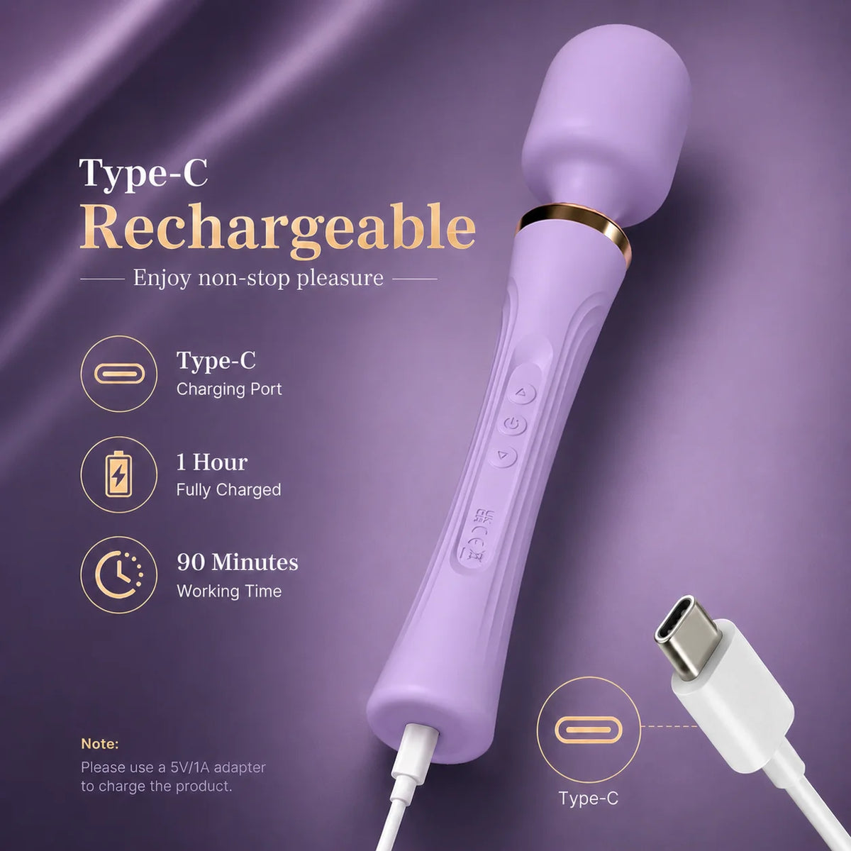 29cm Rechargeable Silicone Magic Wand Vibrator