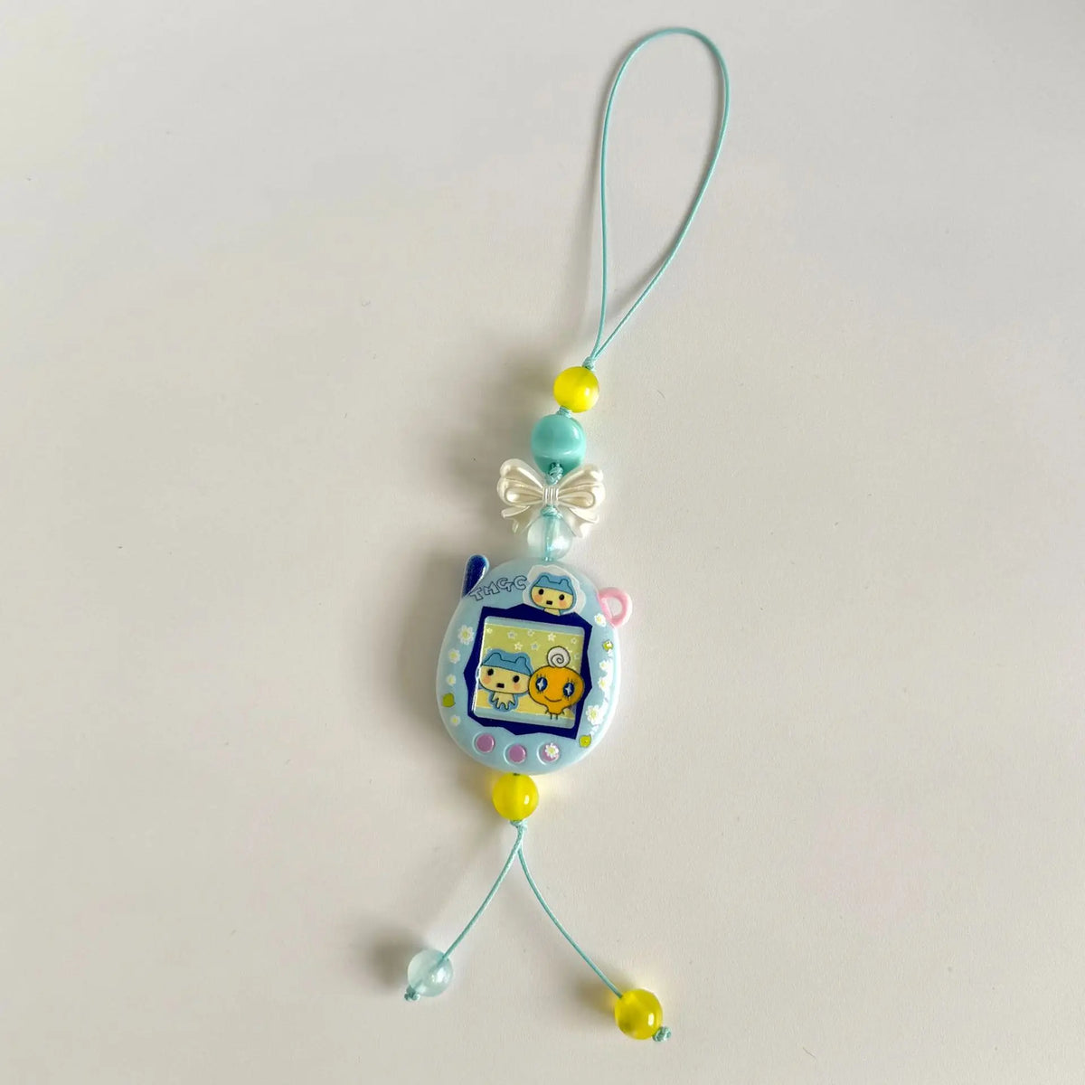Tamagotchi Beaded Phone Strap with Acrylic Charm