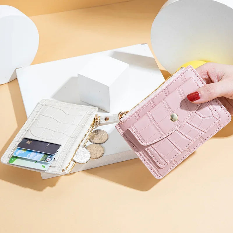 Pu Leather Mini Coin Purse for Women Stone Pattern  Girl Cute Zipper ID Bus Card Wallet Women Lady Money Wallet Key Case Bags